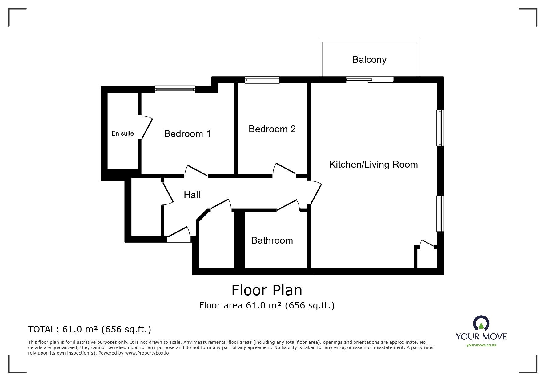 Floorplan of 2 bedroom  Flat for sale, Herald Gardens, Tunbridge Wells, Kent, TN2