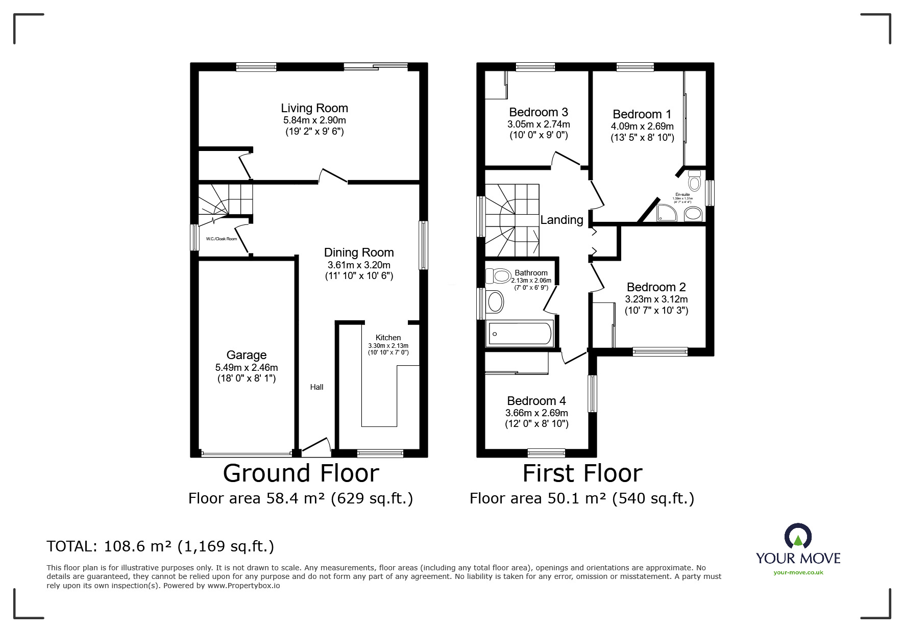 Floorplan of 4 bedroom Detached House for sale, Redleaf Close, Tunbridge Wells, Kent, TN2