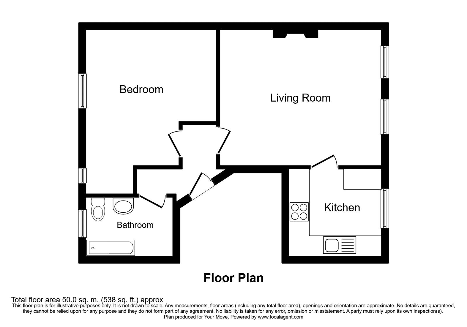 Floorplan of 1 bedroom  Flat for sale, Grove Avenue, Tunbridge Wells, Kent, TN1