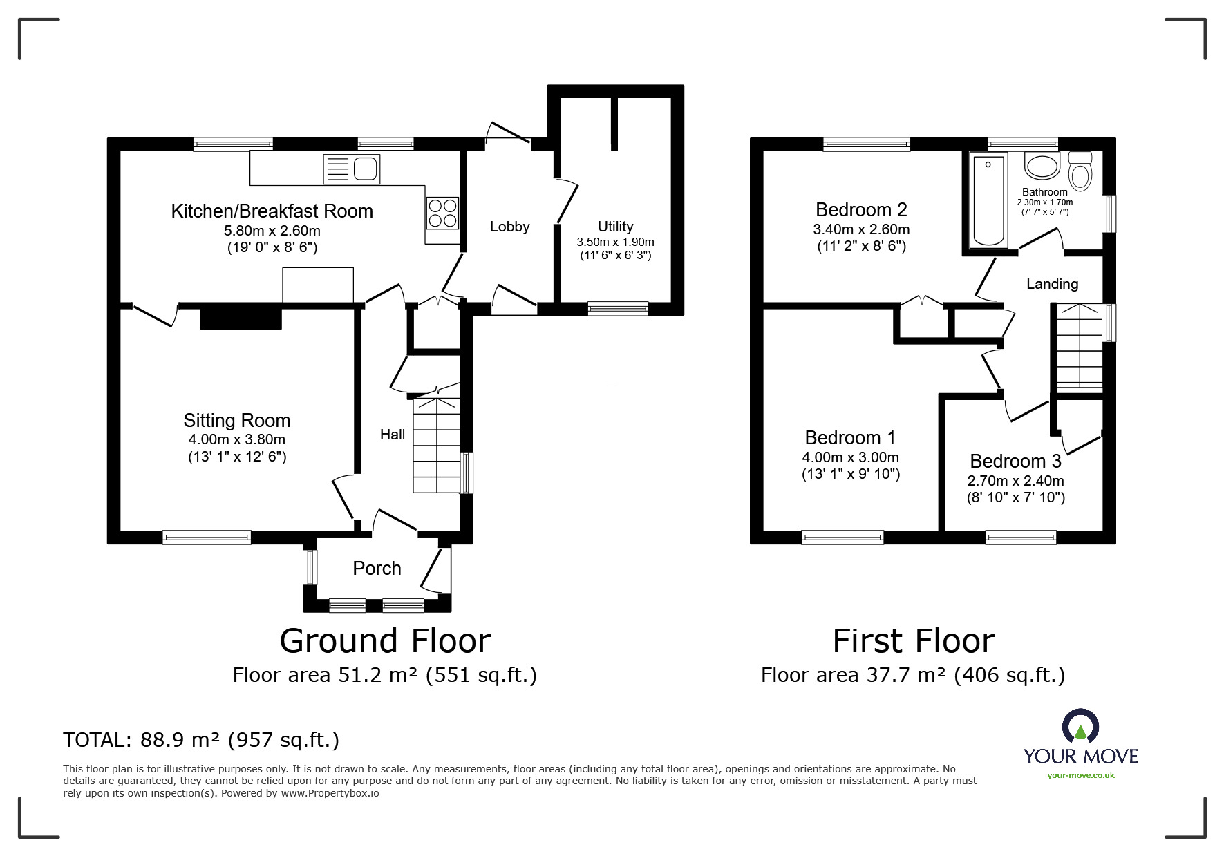 Floorplan of 3 bedroom Semi Detached House for sale, Burslem Road, Tunbridge Wells, Kent, TN2