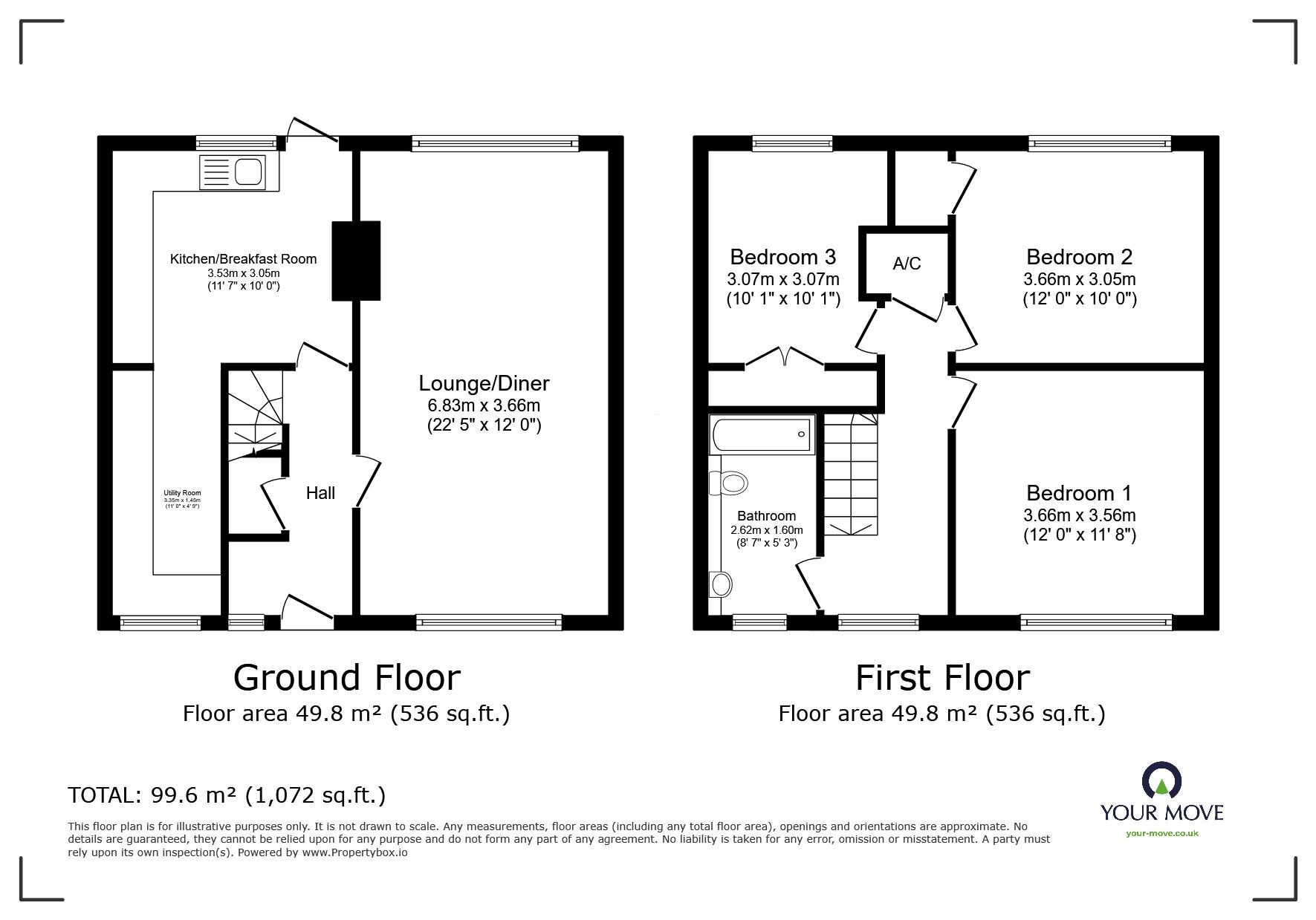 Floorplan of 3 bedroom Mid Terrace House for sale, Shirley Gardens, Tunbridge Wells, Kent, TN4