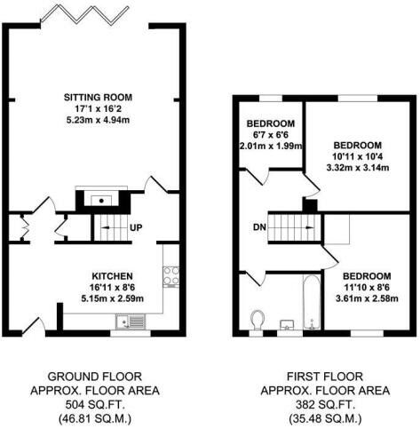 Floorplan of 3 bedroom Mid Terrace House to rent, Willow Crescent, Five Oak Green, Kent, TN12