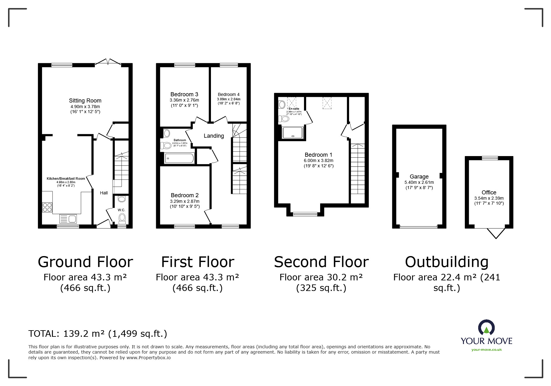 Floorplan of 4 bedroom End Terrace House for sale, Merrion Way, Tunbridge Wells, Kent, TN4