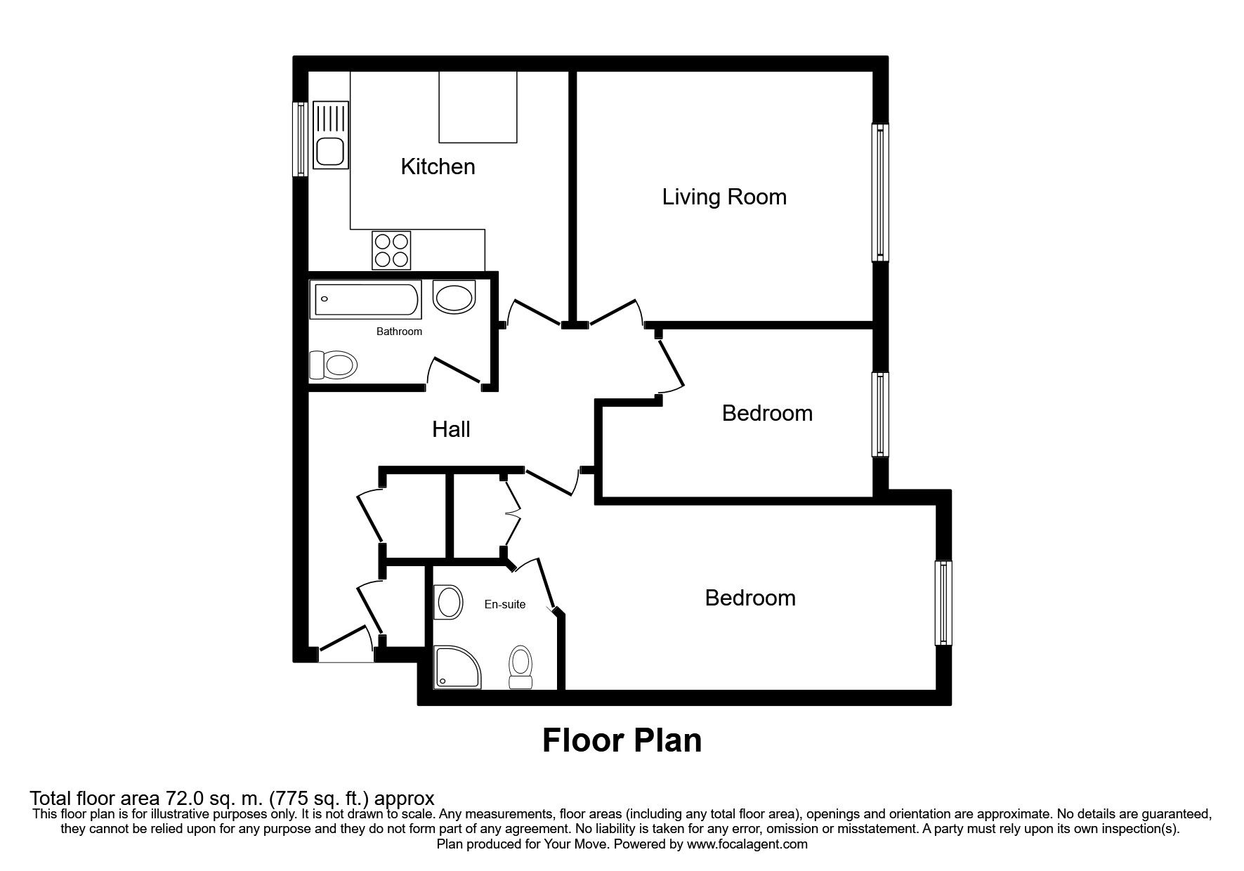 Floorplan of 2 bedroom  Flat for sale, Bayhall Road, Tunbridge Wells, Kent, TN2