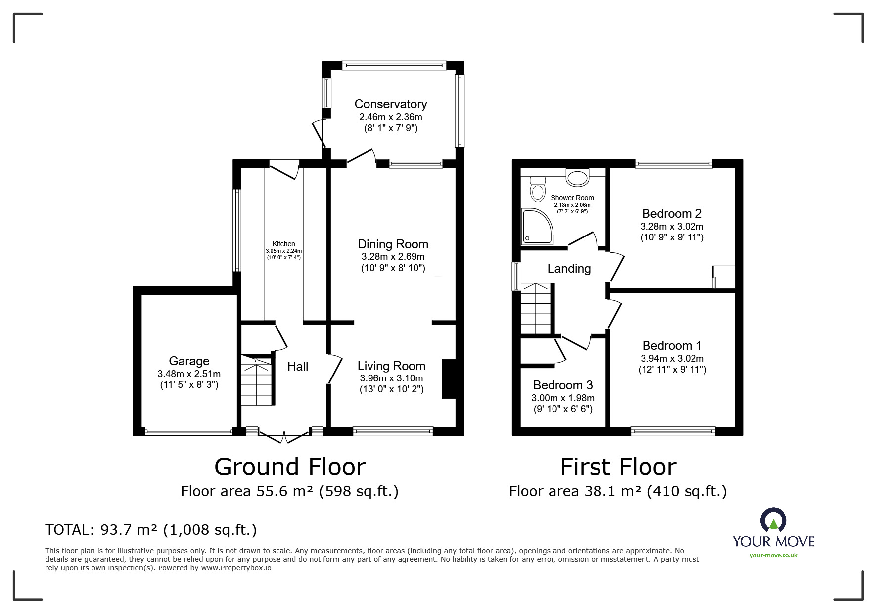 Floorplan of 3 bedroom Semi Detached House to rent, Fleming Way, Tonbridge, Kent, TN10