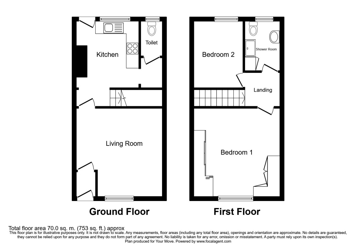 Floorplan of 2 bedroom Mid Terrace House to rent, Manchester Road East, Little Hulton, Manchester, M38