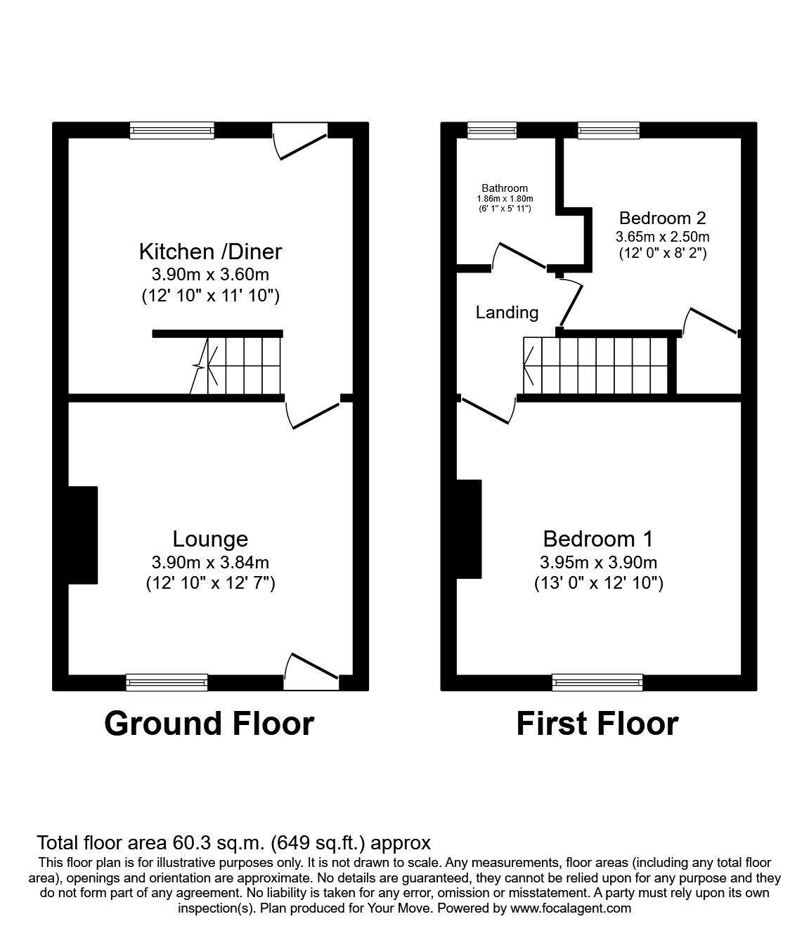 Floorplan of 2 bedroom Mid Terrace House to rent, Harrowby Street, Farnworth, Bolton, BL4