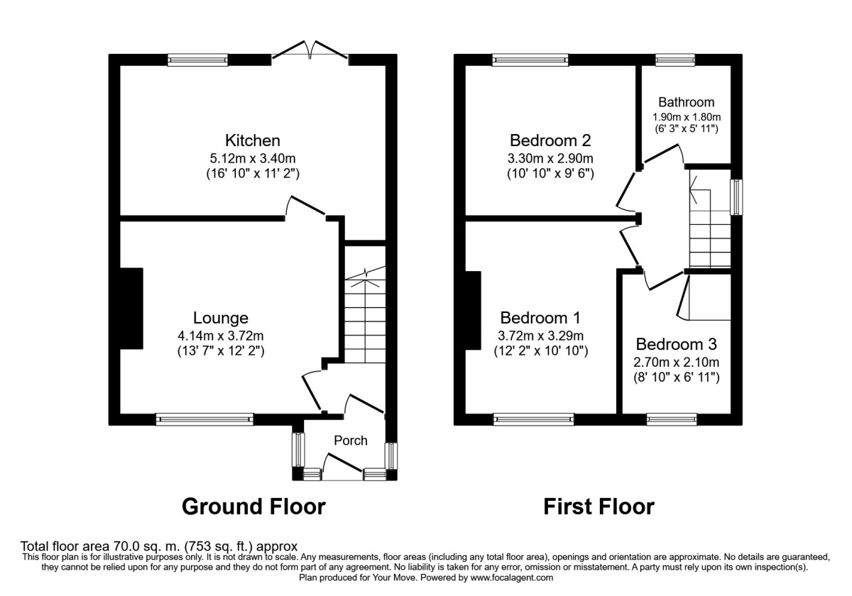 Floorplan of 3 bedroom Semi Detached House to rent, Mountain Street, Worsley, Manchester, M28