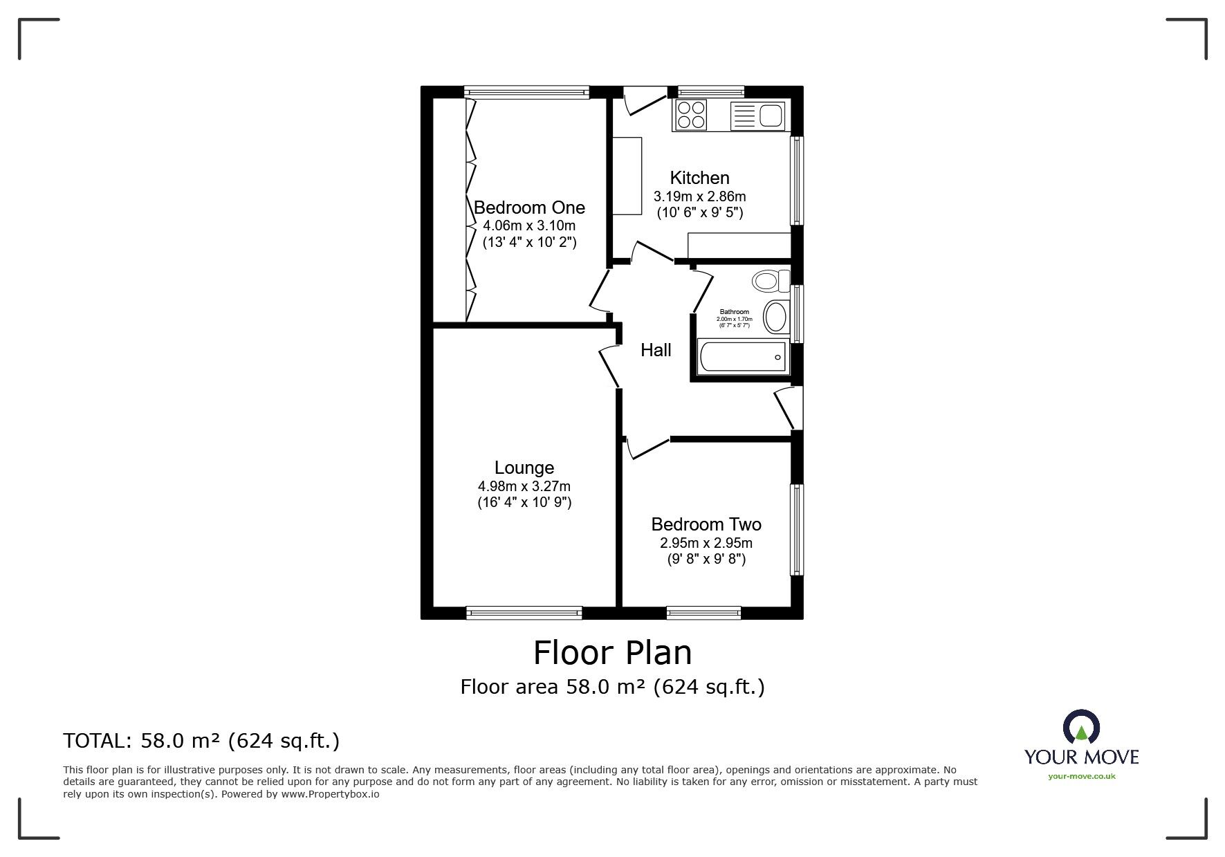 Floorplan of 2 bedroom Semi Detached Bungalow for sale, Chalfont Drive, Worsley, Greater Manchester, M28