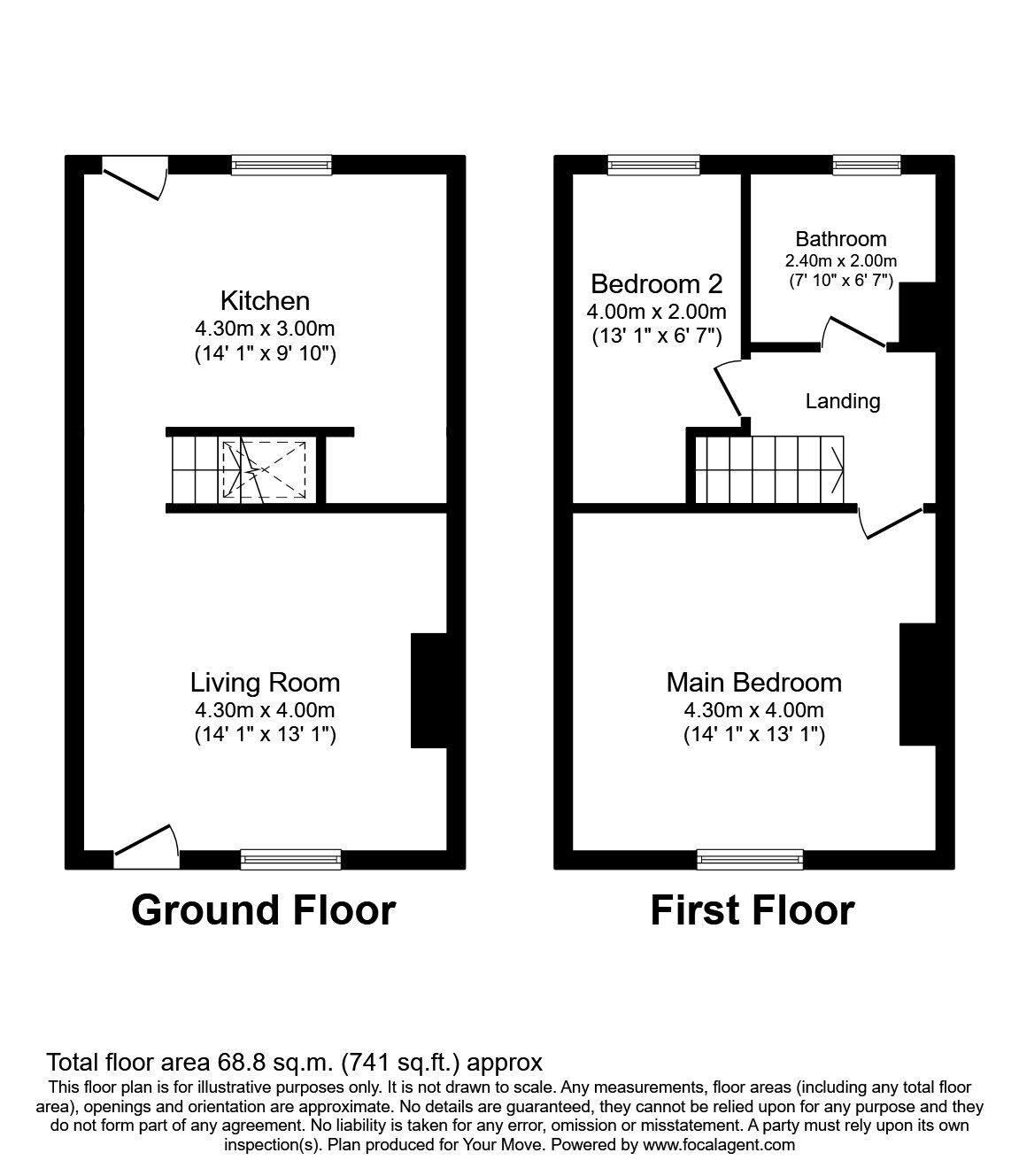 Floorplan of 2 bedroom Mid Terrace House to rent, Manchester Road East, Little Hulton, Manchester, M38