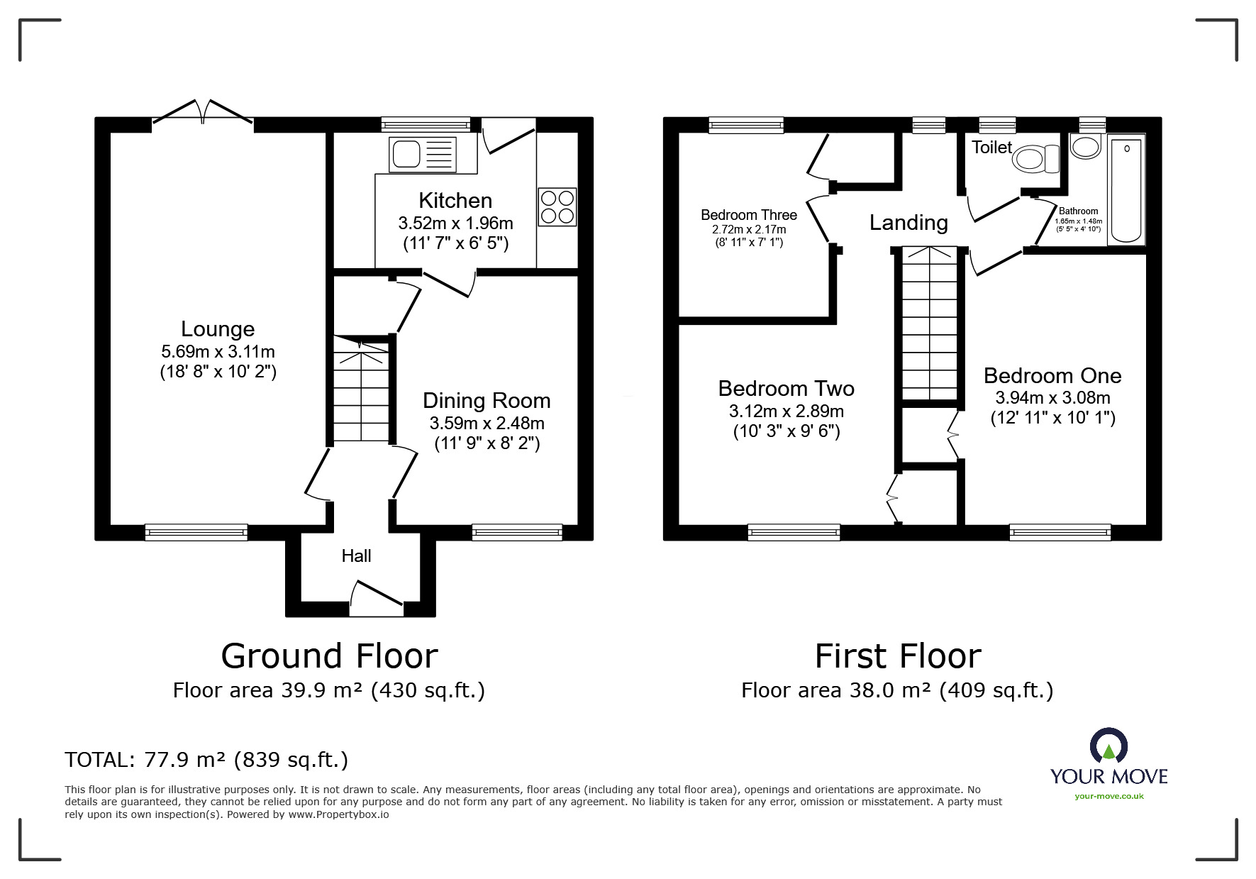 Floorplan of 3 bedroom Mid Terrace House for sale, Baron Fold Crescent, Little Hulton, Greater Manchester, M38