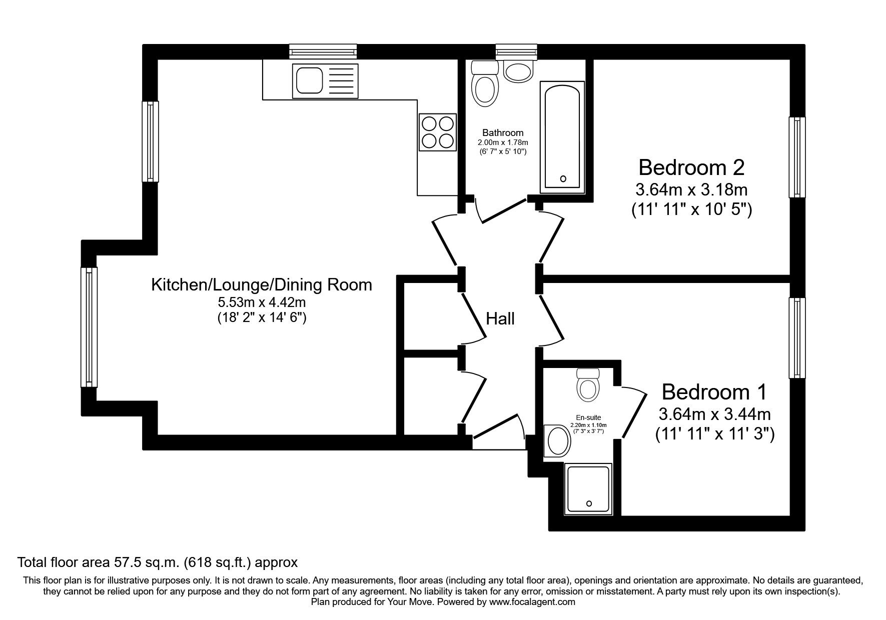 Floorplan of 2 bedroom  Flat to rent, Worsley Road North, Worsley, Greater Manchester, M28