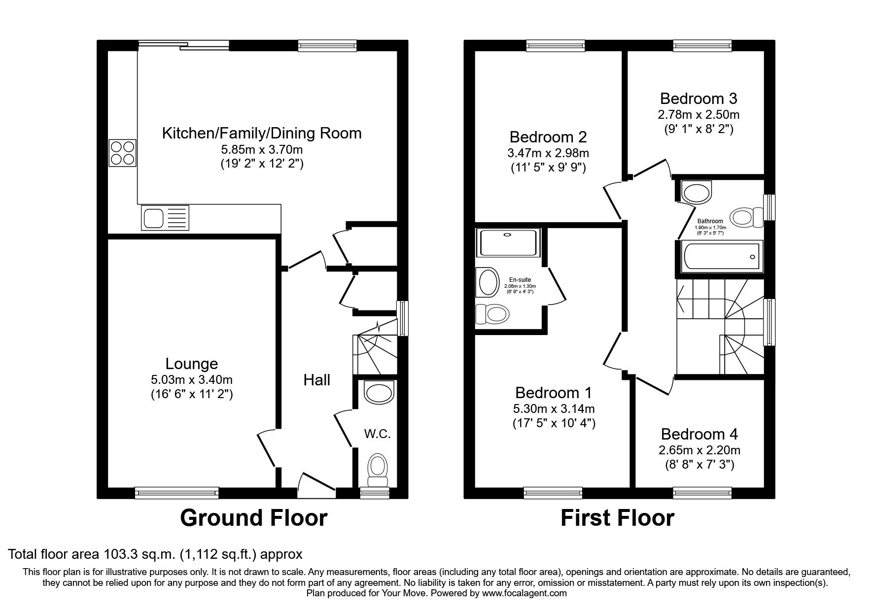 Floorplan of 4 bedroom Detached House to rent, Lambert Meadow, Tyldesley, Greater Manchester, M29