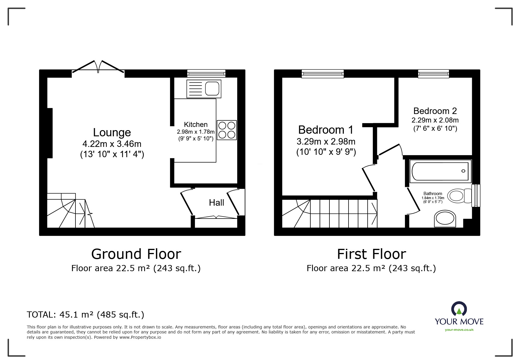 Floorplan of 2 bedroom Mid Terrace House to rent, Newholme Gardens, Worsley, Manchester, M28