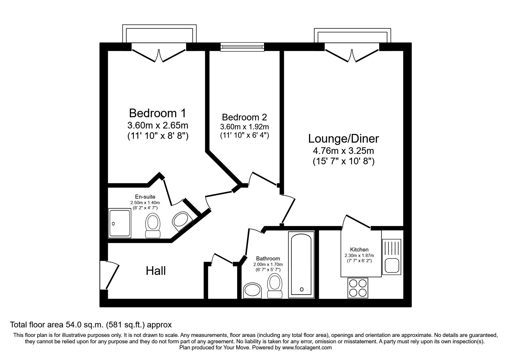 Floorplan of 2 bedroom  Flat for sale, Everside Close, Worsley, Greater Manchester, M28