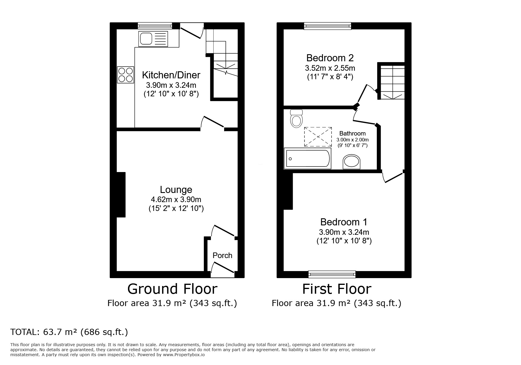 Floorplan of 2 bedroom Mid Terrace House for sale, Thorne Street, Farnworth, Greater Manchester, BL4