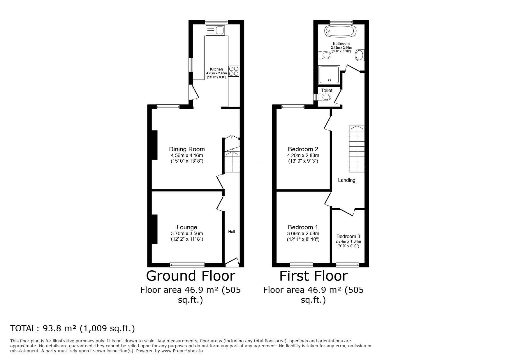 Floorplan of 3 bedroom Mid Terrace House for sale, Westminster Road, Worsley, Greater Manchester, M28