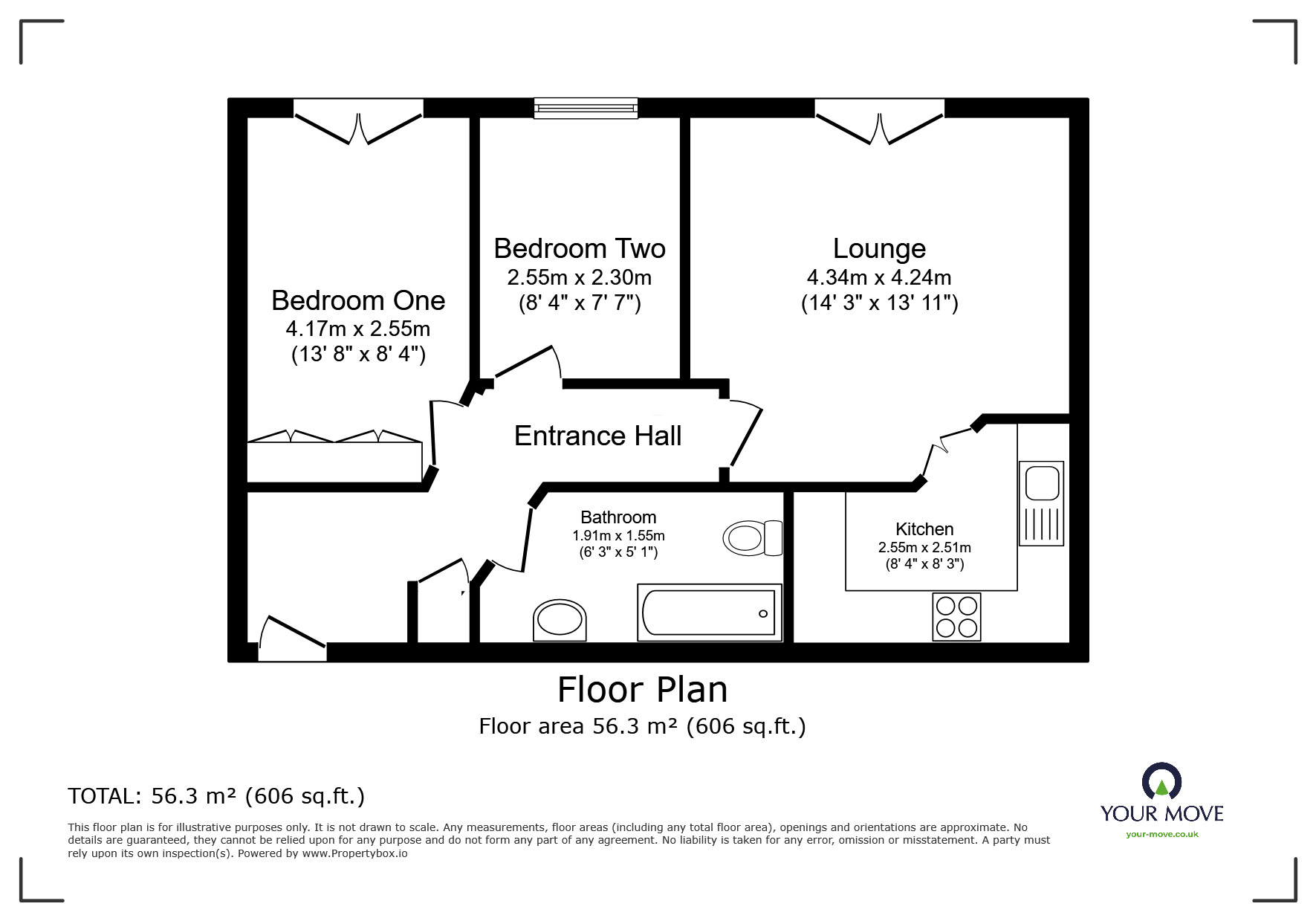 Floorplan of 2 bedroom  Flat for sale, Everside Close, Worsley, Greater Manchester, M28