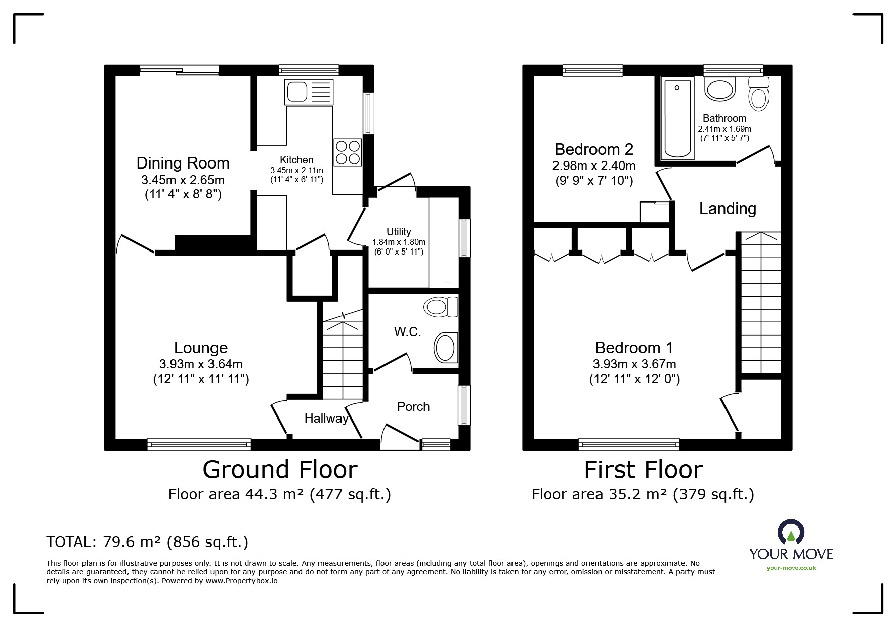 Floorplan of 2 bedroom End Terrace House to rent, Ridyard Street, Little Hulton, Greater Manchester, M38