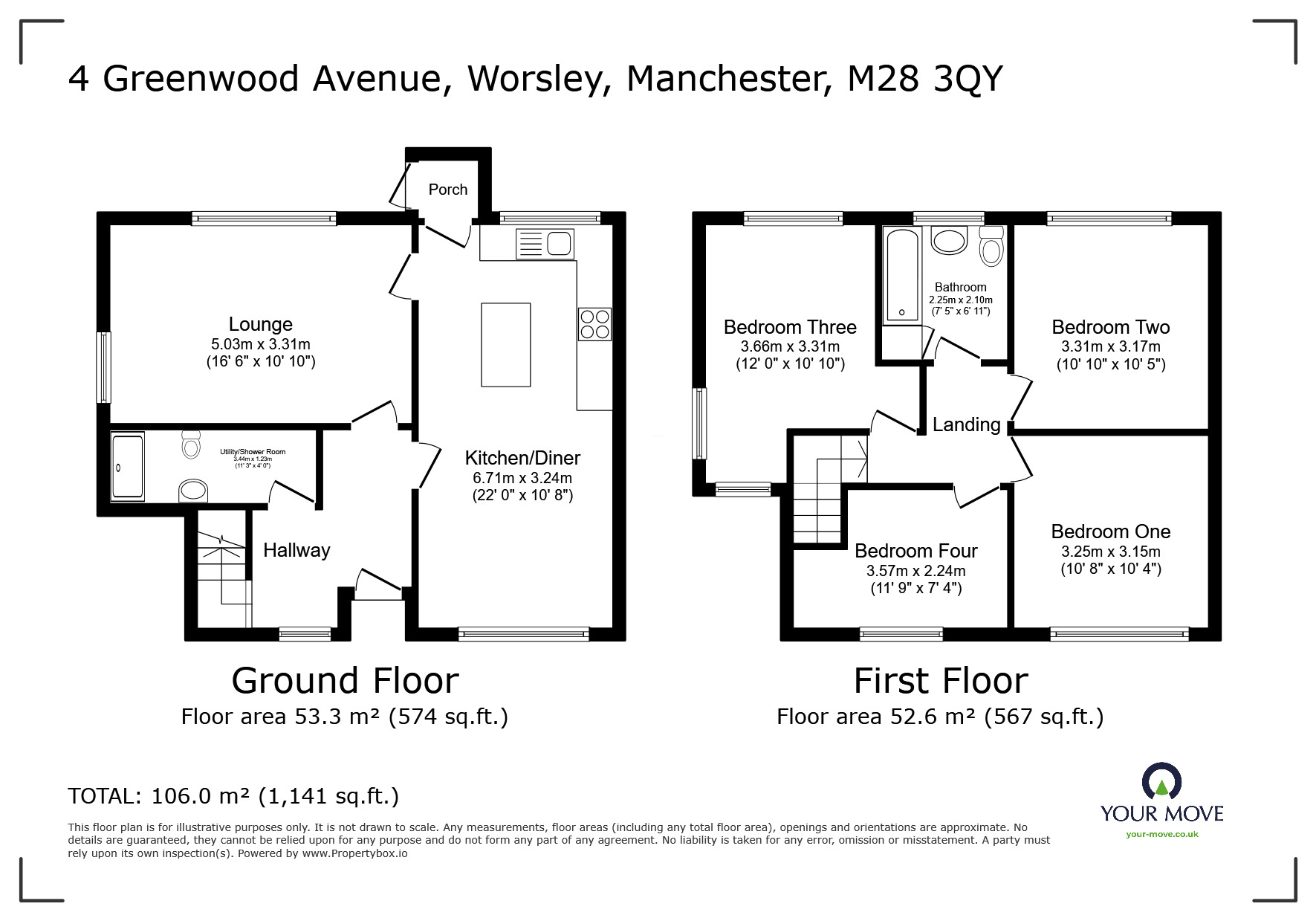 Floorplan of 4 bedroom Semi Detached House for sale, Greenwood Avenue, Worsley, Greater Manchester, M28