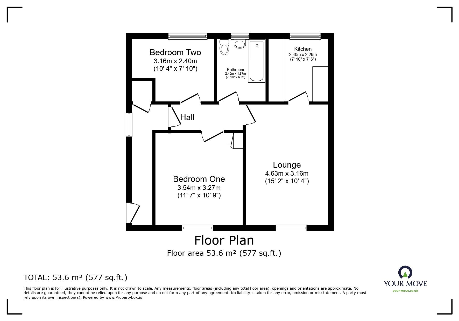 Floorplan of 2 bedroom  Flat for sale, Ellesmere Street, Little Hulton, Greater Manchester, M38