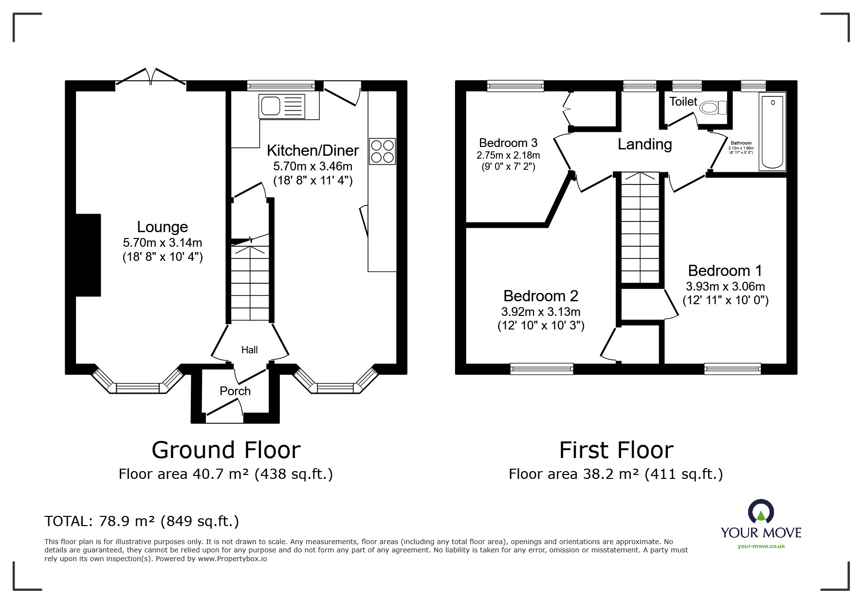 Floorplan of 3 bedroom Mid Terrace House for sale, Ashawe Terrace, Little Hulton, Greater Manchester, M38