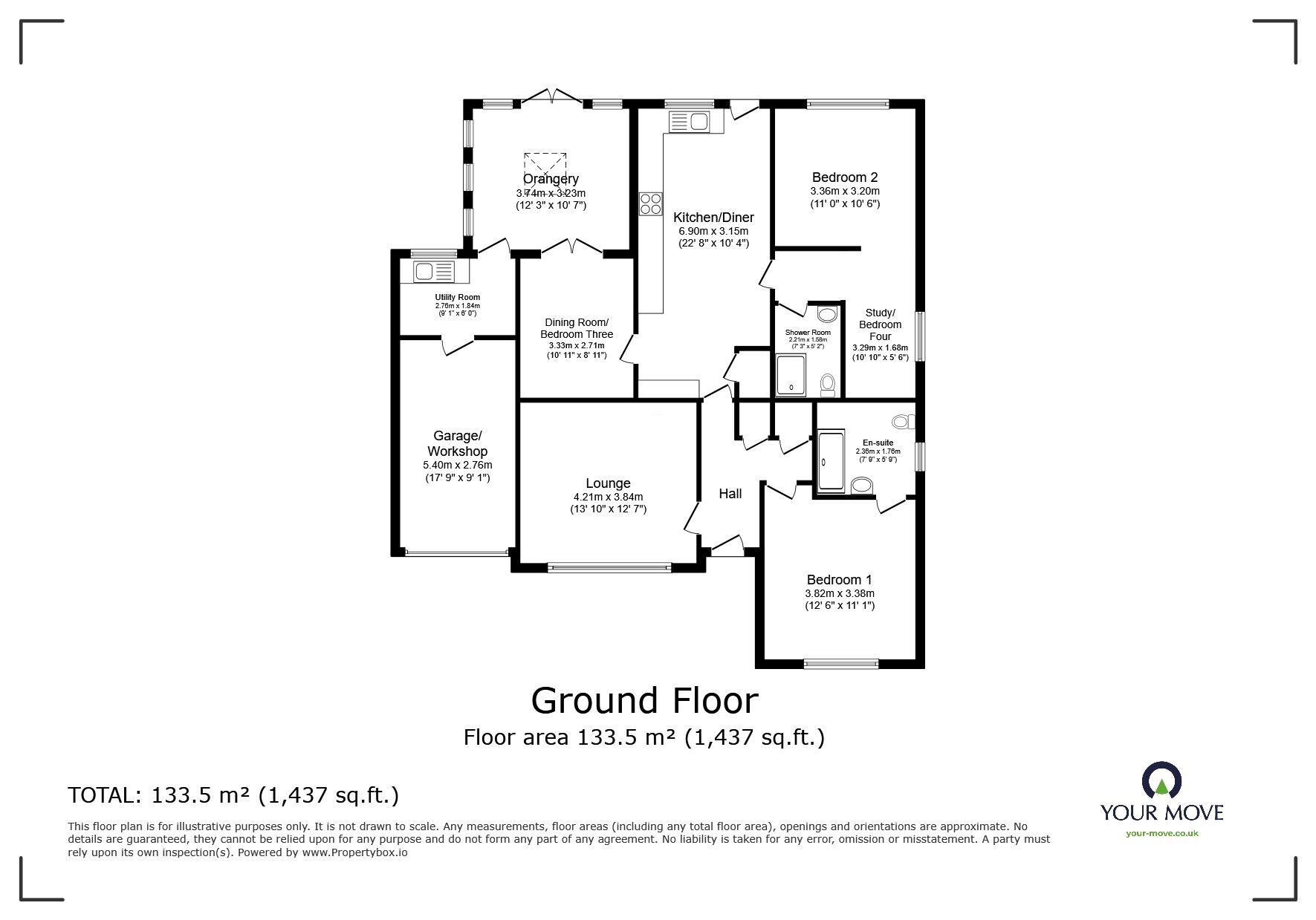 Floorplan of 4 bedroom Detached Bungalow for sale, Calder Drive, Worsley, Greater Manchester, M28