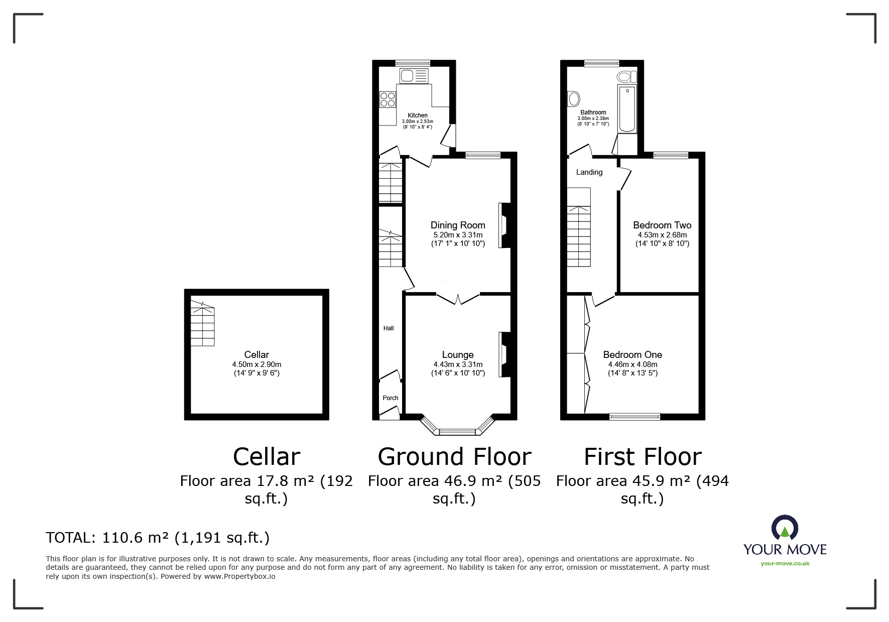 Floorplan of 2 bedroom Mid Terrace House for sale, Bolton Road, Worsley, Greater Manchester, M28