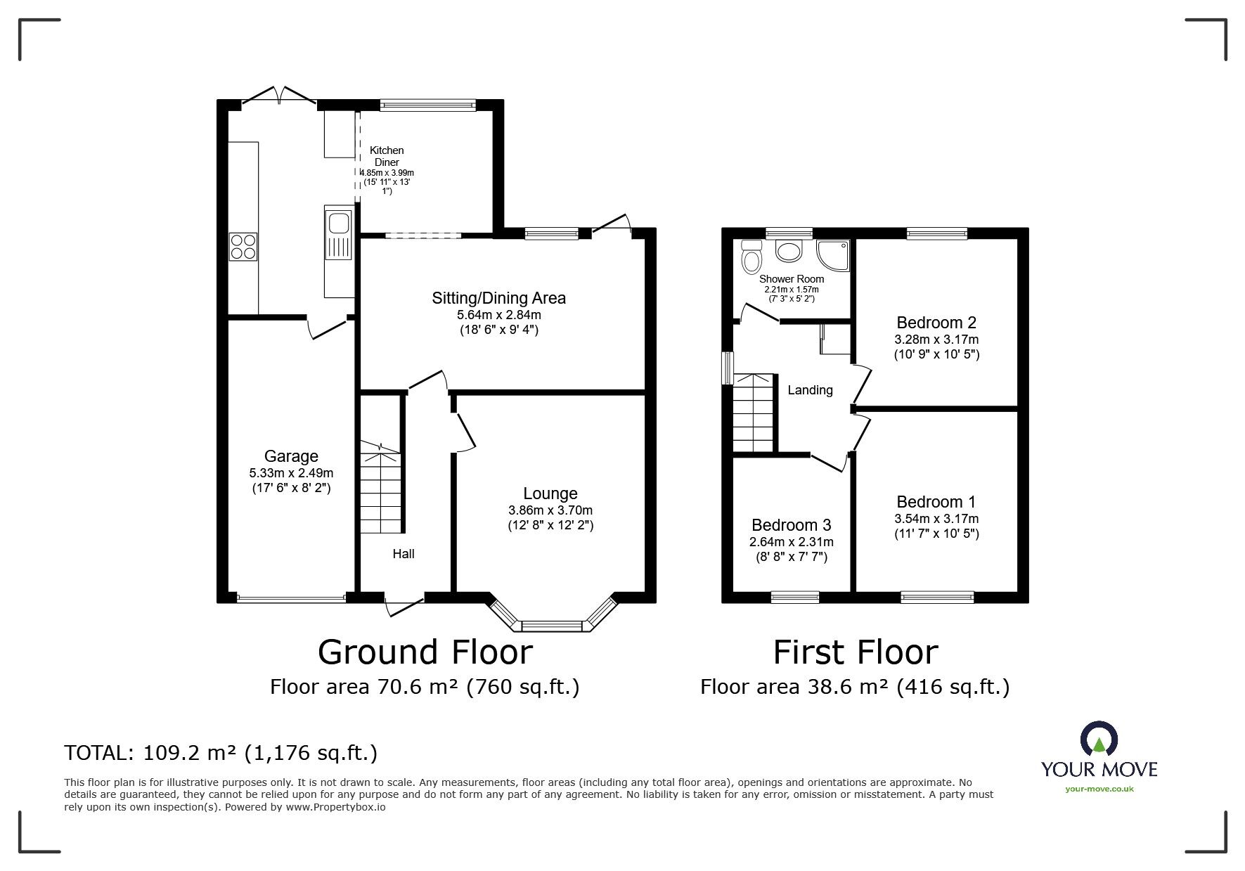 Floorplan of 3 bedroom Detached House for sale, Calder Drive, Kearsley, Greater Manchester, BL4