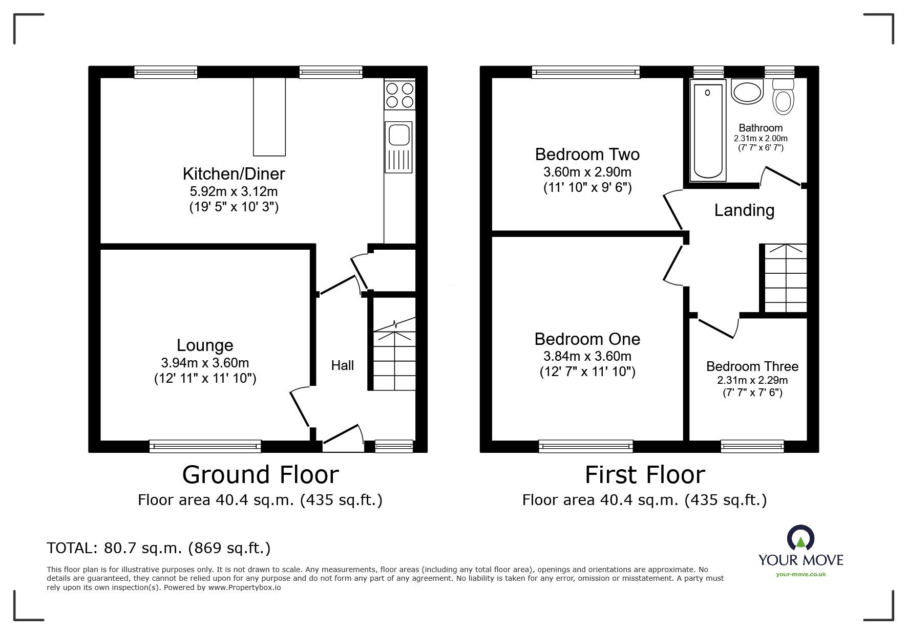 Floorplan of 3 bedroom End Terrace House for sale, Kenyon Way, Little Hulton, Greater Manchester, M38