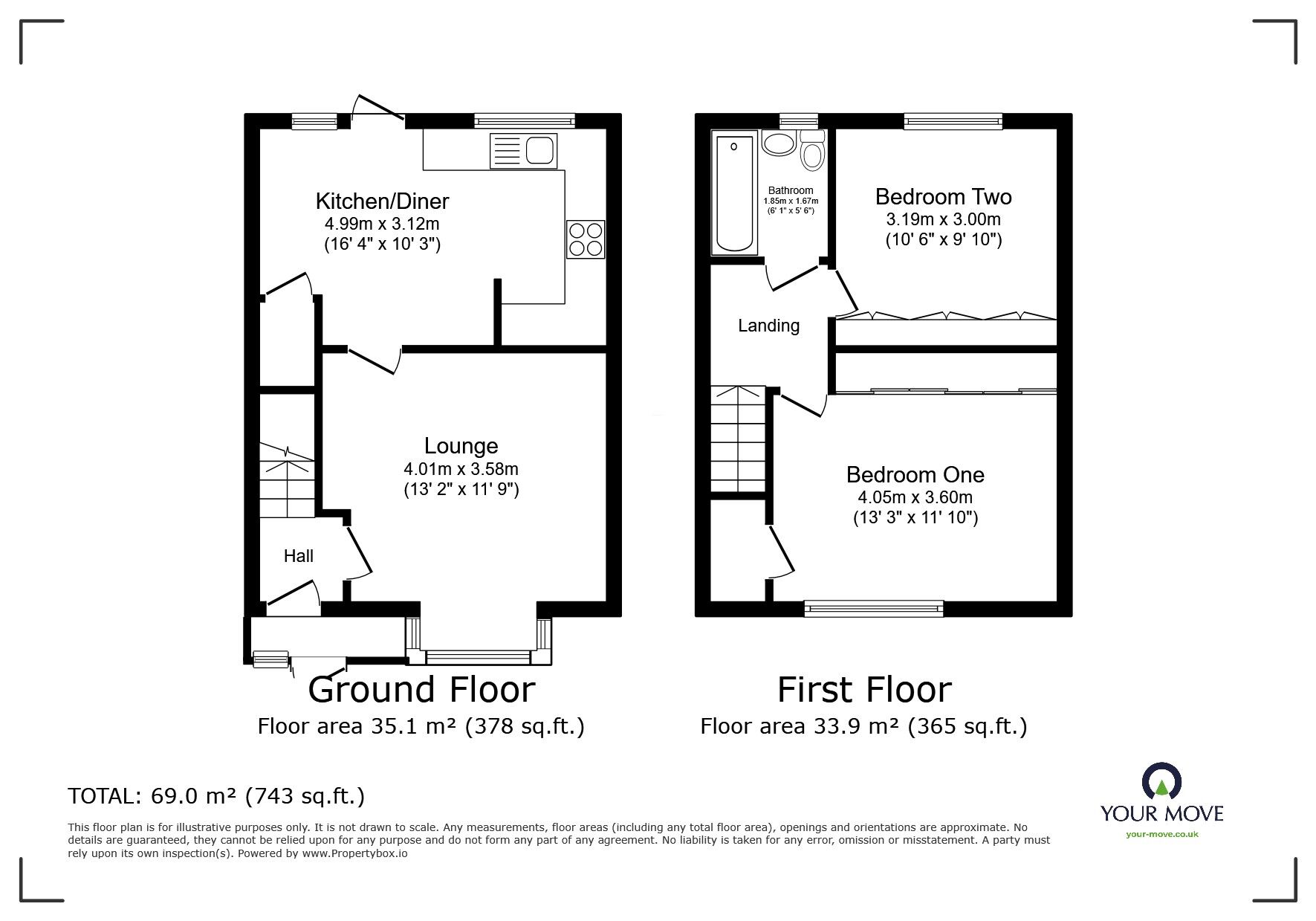 Floorplan of 2 bedroom End Terrace House for sale, Graymar Road, Little Hulton, Manchester, M38