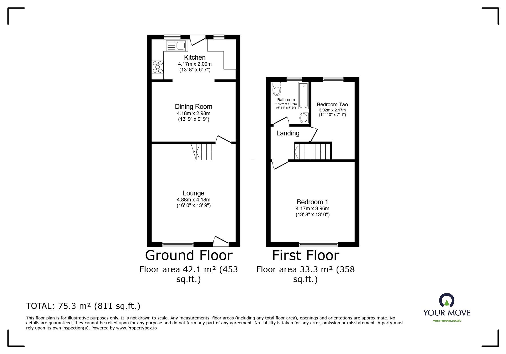 Floorplan of 2 bedroom Mid Terrace House for sale, Old Clough Lane, Worsley, Greater Manchester, M28