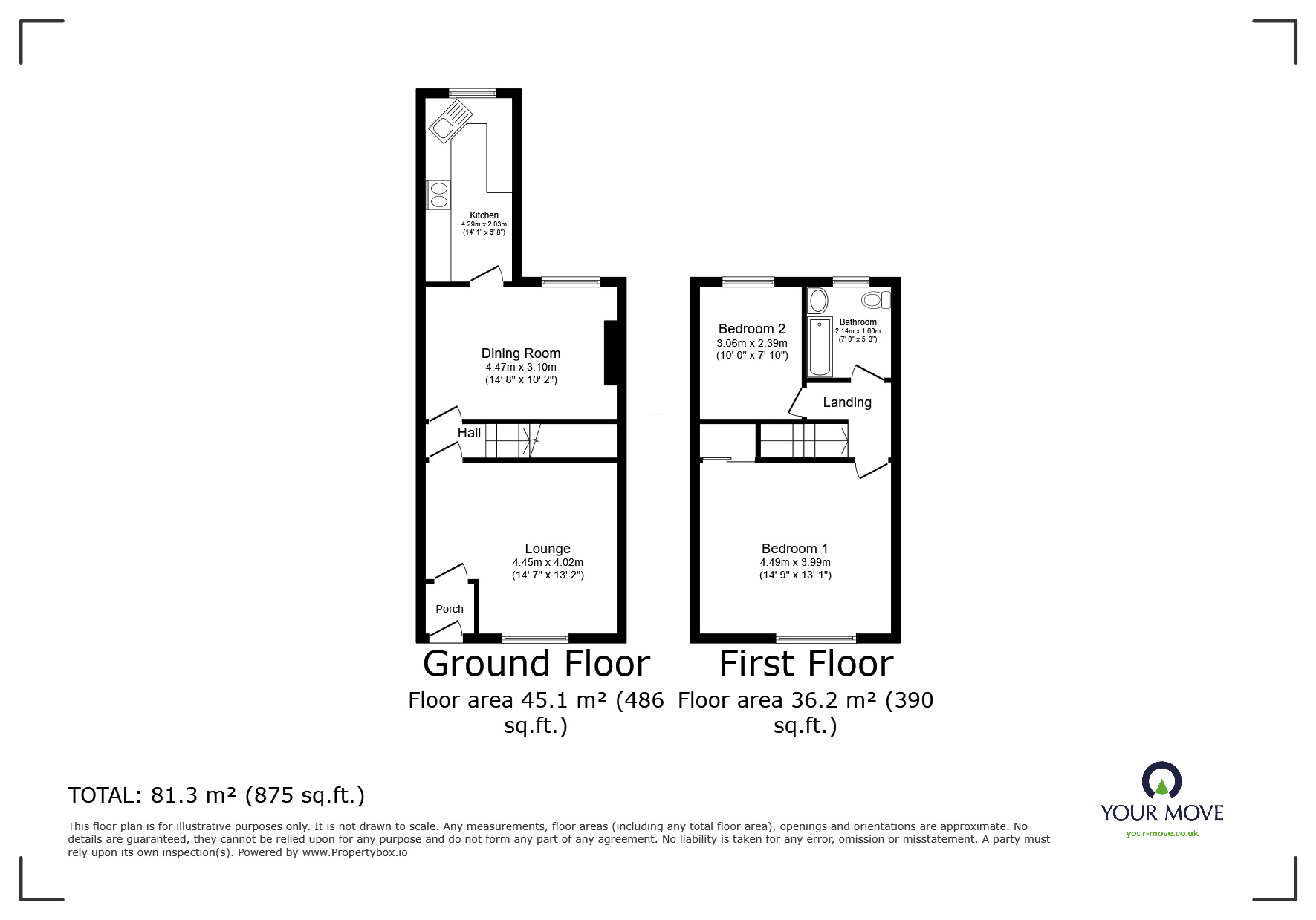 Floorplan of 2 bedroom Mid Terrace House for sale, Memorial Road, Worsley, Greater Manchester, M28