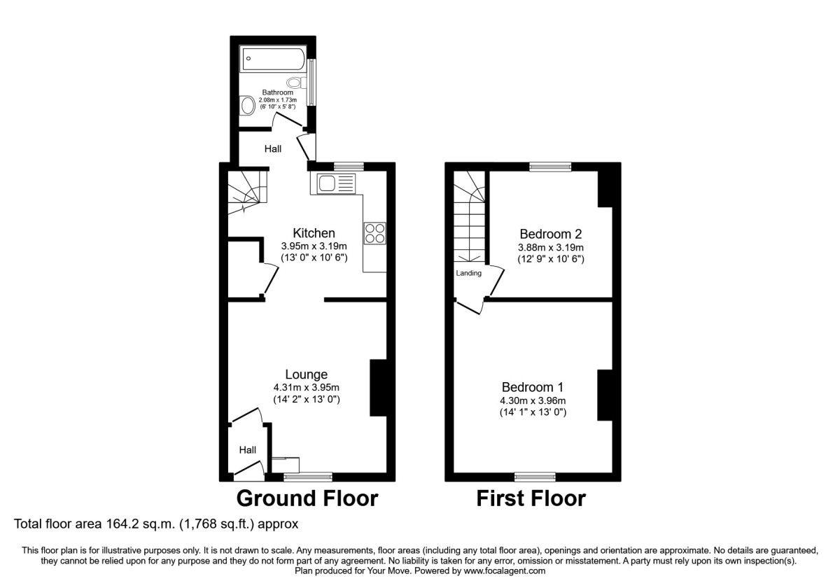 Floorplan of 2 bedroom Mid Terrace House to rent, Buckley Lane, Farnworth, Bolton, BL4