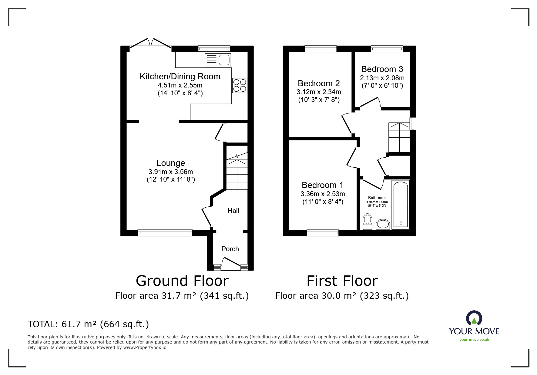 Floorplan of 3 bedroom Semi Detached House for sale, Peel Lane, Little Hulton, Greater Manchester, M38