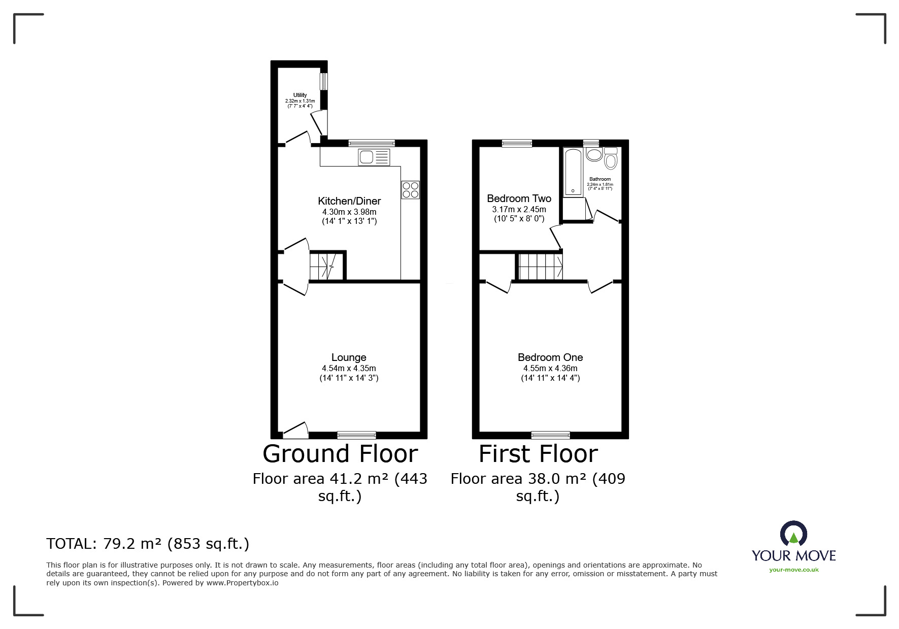 Floorplan of 2 bedroom Mid Terrace House for sale, Walkden Road, Worsley, Greater Manchester, M28