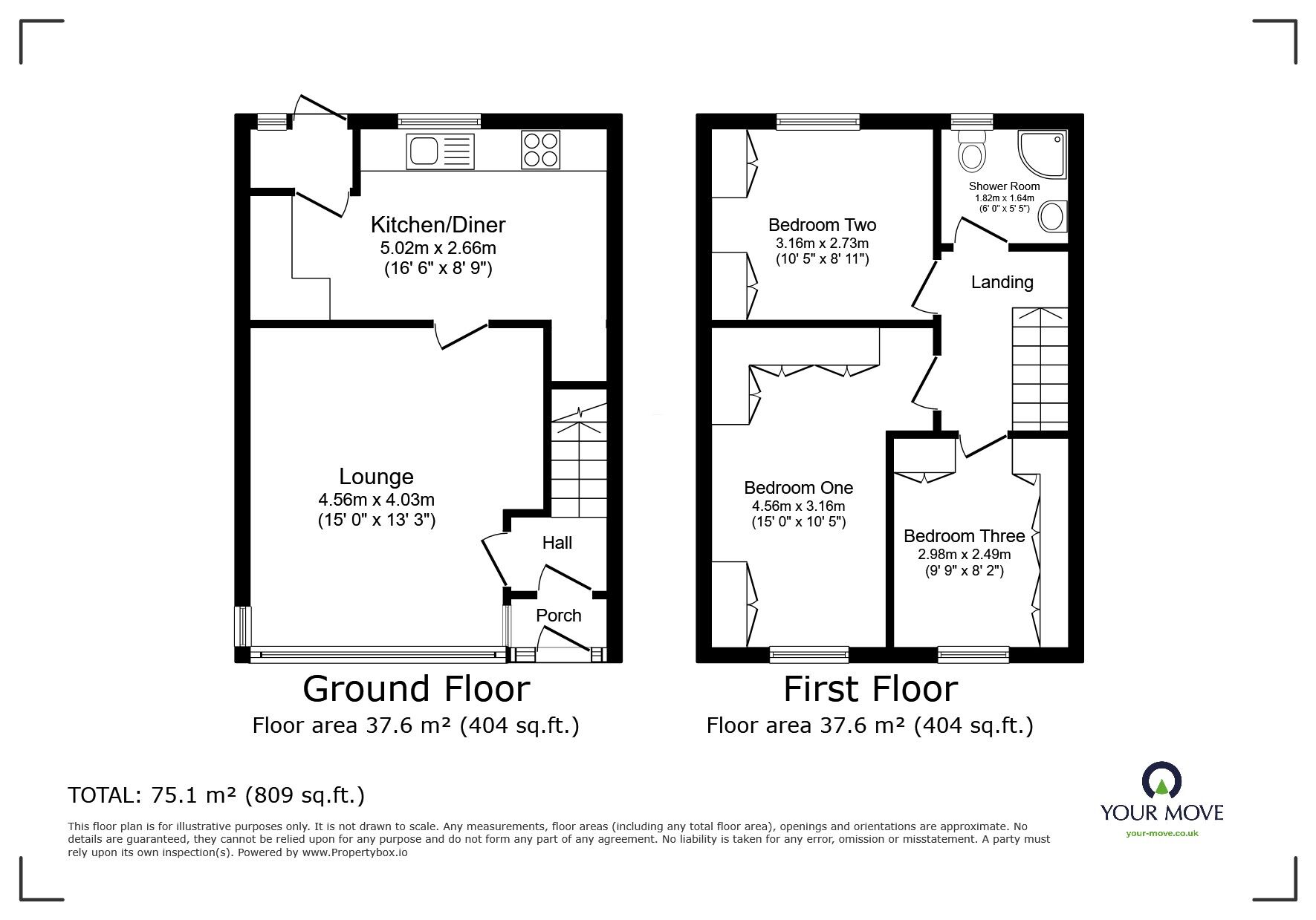 Floorplan of 3 bedroom Mid Terrace House for sale, Trafford Drive, Little Hulton, Greater Manchester, M38