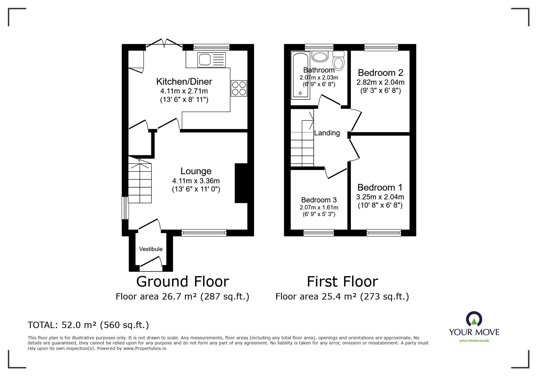 Floorplan of 3 bedroom Semi Detached House for sale, Glendale Road, Worsley, Greater Manchester, M28