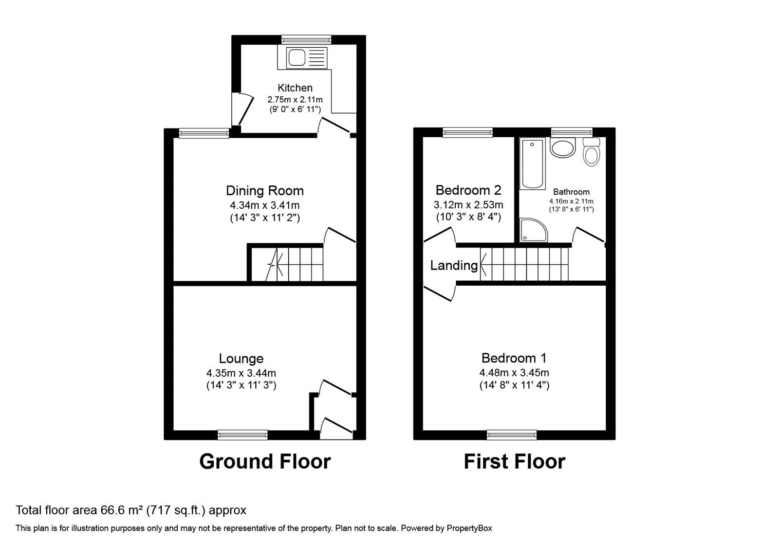 Floorplan of 2 bedroom End Terrace House for sale, Russell Street, Little Hulton, Greater Manchester, M38