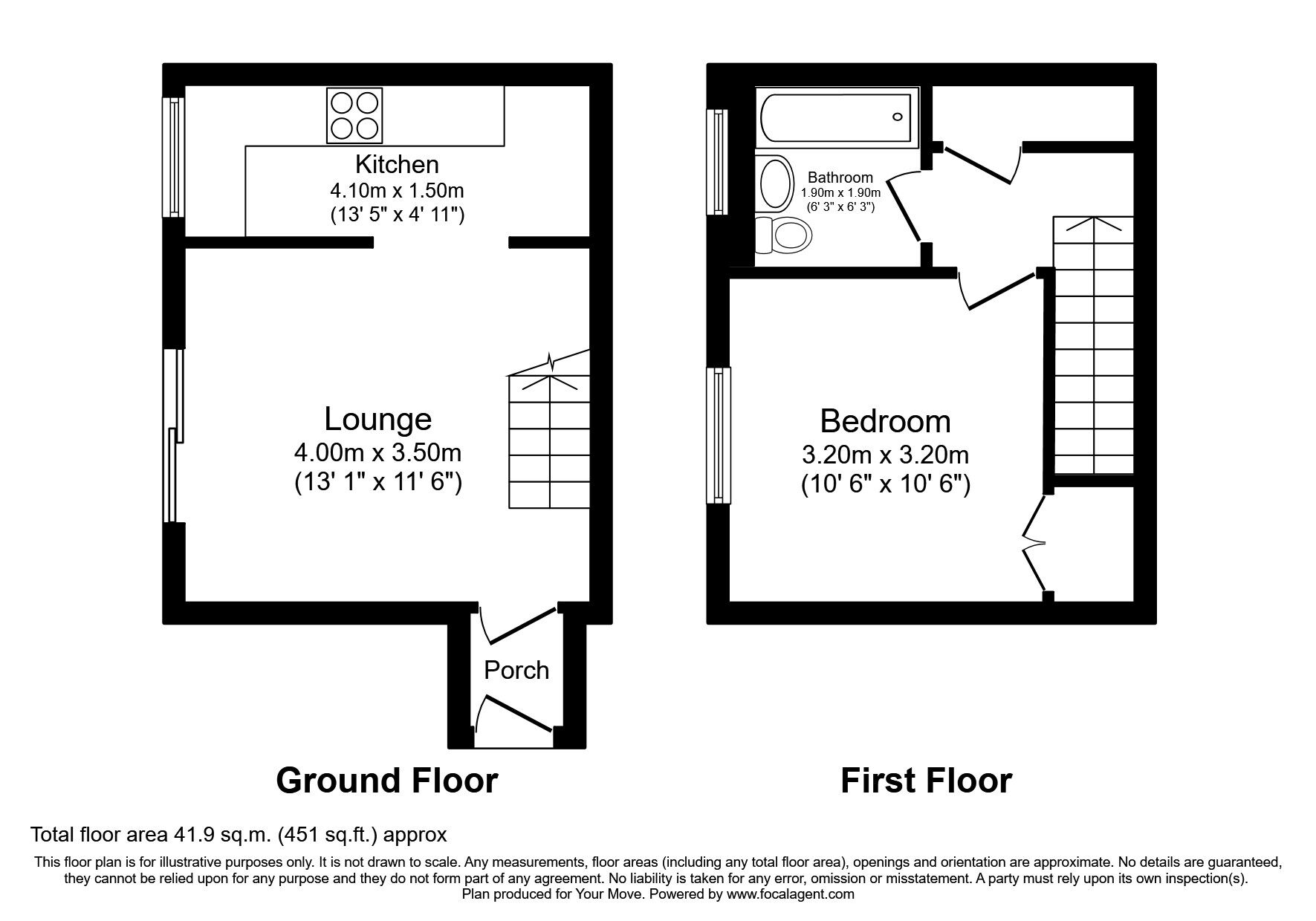 Floorplan of 1 bedroom End Terrace House to rent, Tay Close, Chatham, Kent, ME5