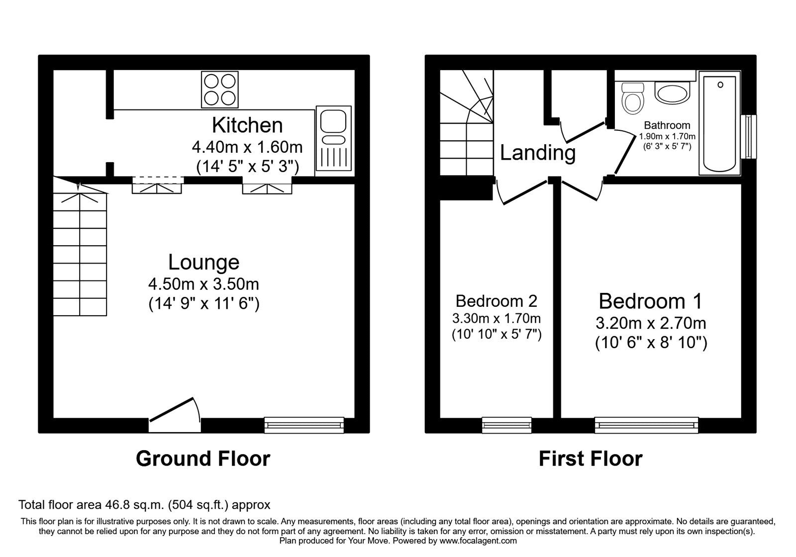 Floorplan of 2 bedroom  House to rent, Resolution Close, Chatham, Kent, ME5