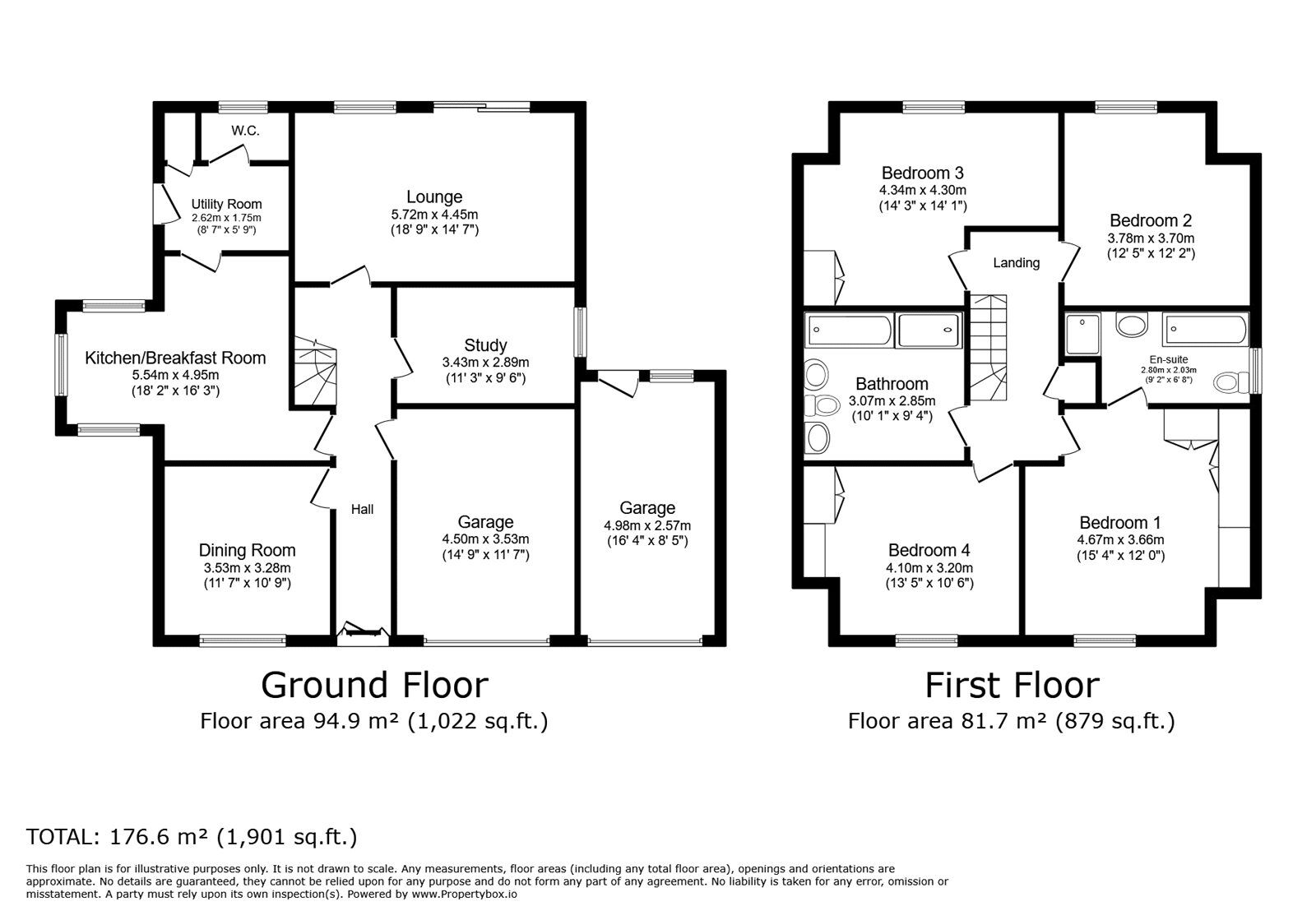 Floorplan of 4 bedroom Detached House for sale, Cossington Road, Walderslade, Kent, ME5