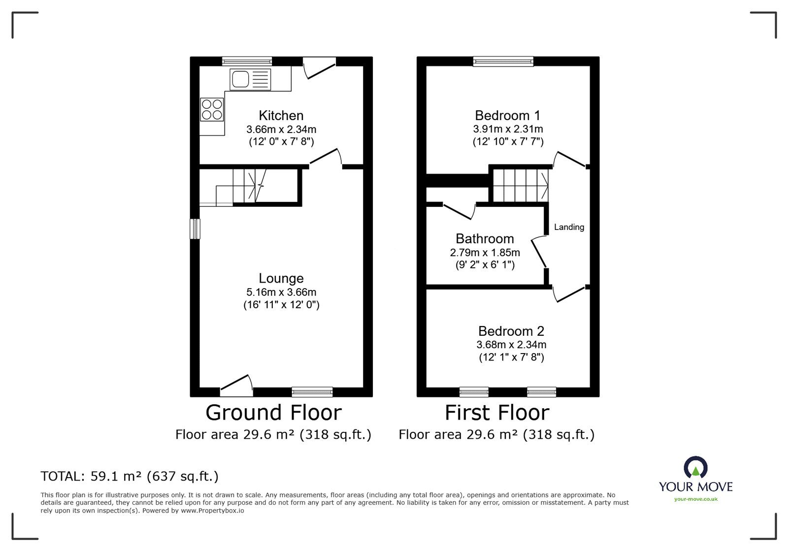 Floorplan of 2 bedroom Semi Detached House for sale, Iris Close, Walderslade, Kent, ME5