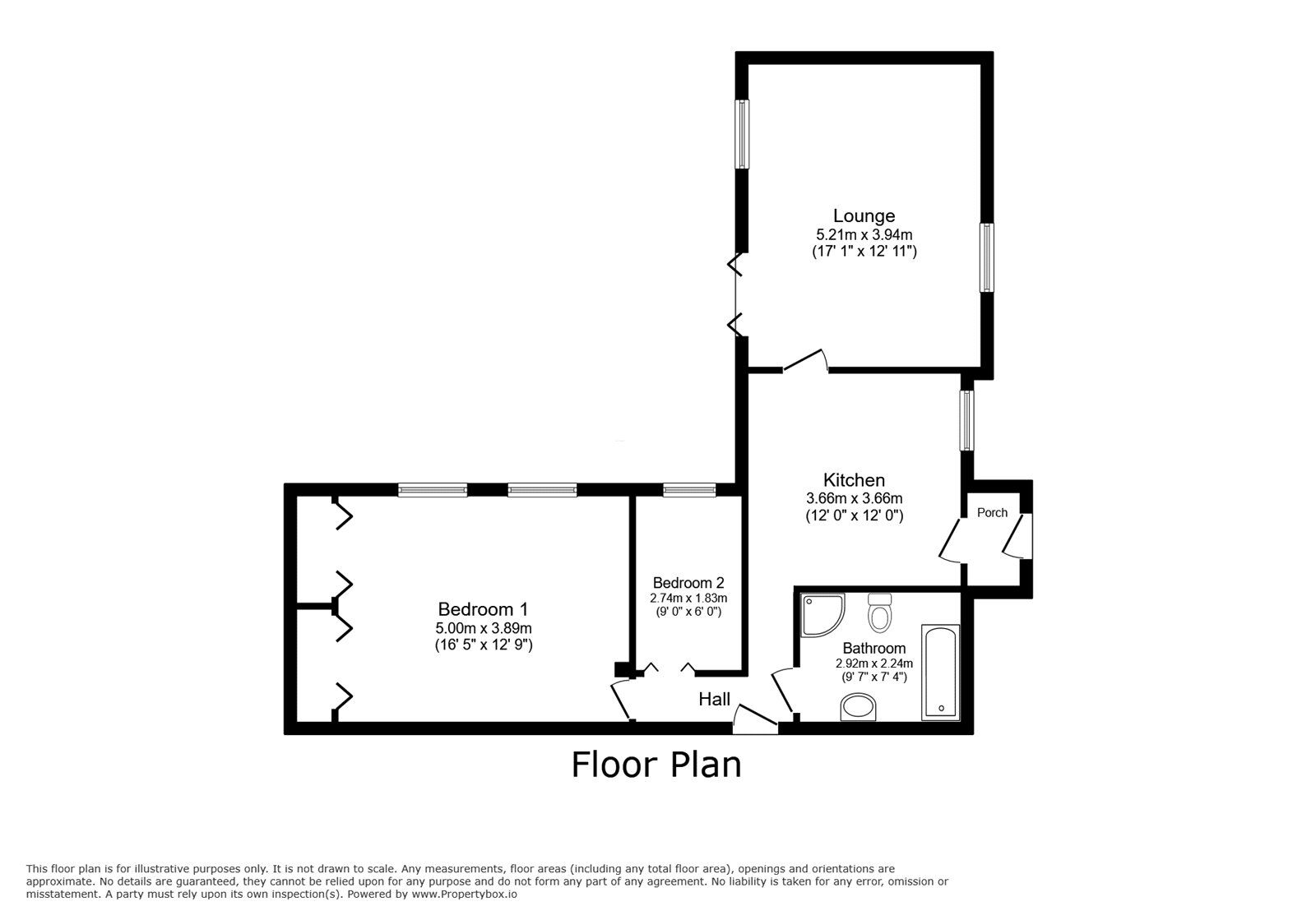 Floorplan of 2 bedroom Link Detached Bungalow for sale, Arundel Close, Lords Wood, Kent, ME5