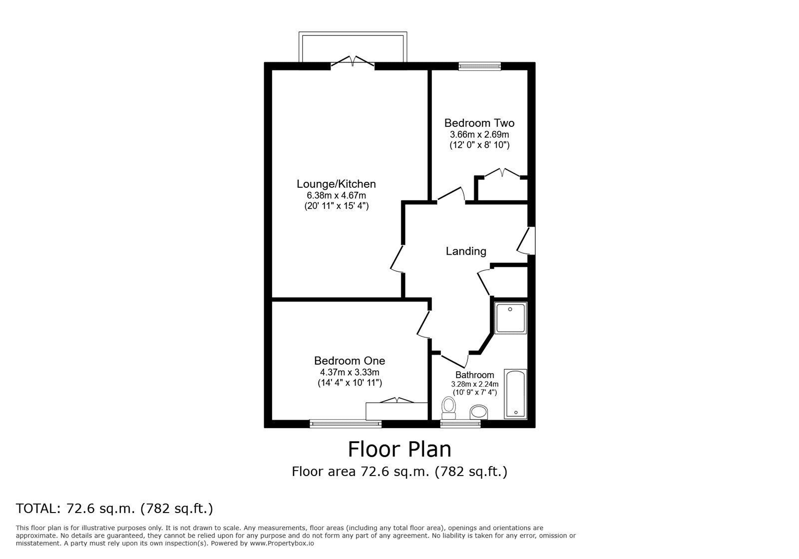 Floorplan of 2 bedroom  Flat for sale, Weybridge Close, Lords Wood, Kent, ME5