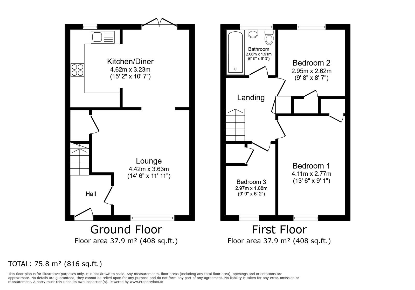 Floorplan of 3 bedroom End Terrace House for sale, Farley Close, Lords Wood, Kent, ME5