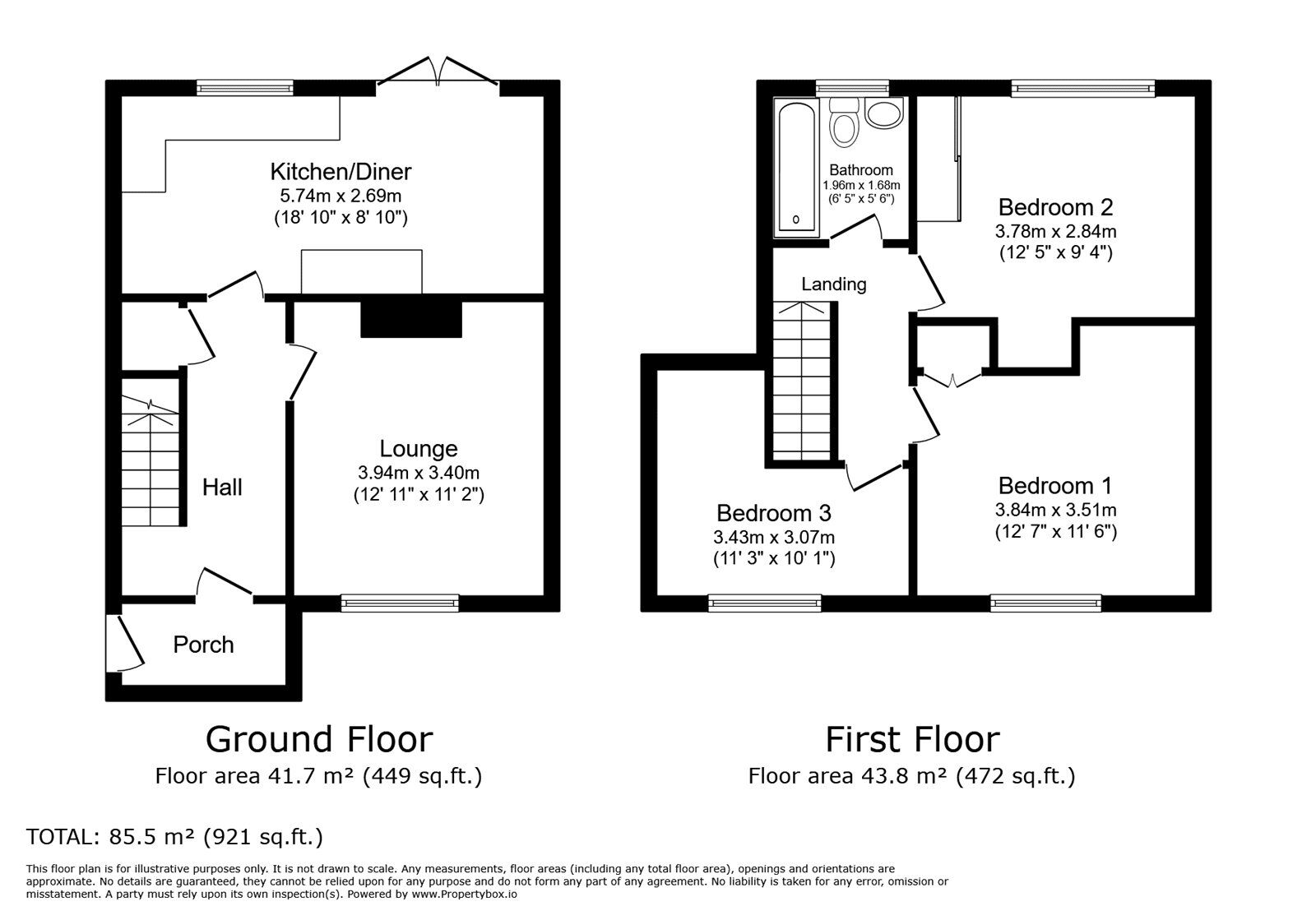 Floorplan of 3 bedroom Mid Terrace House for sale, King George Road, Walderslade, Kent, ME5