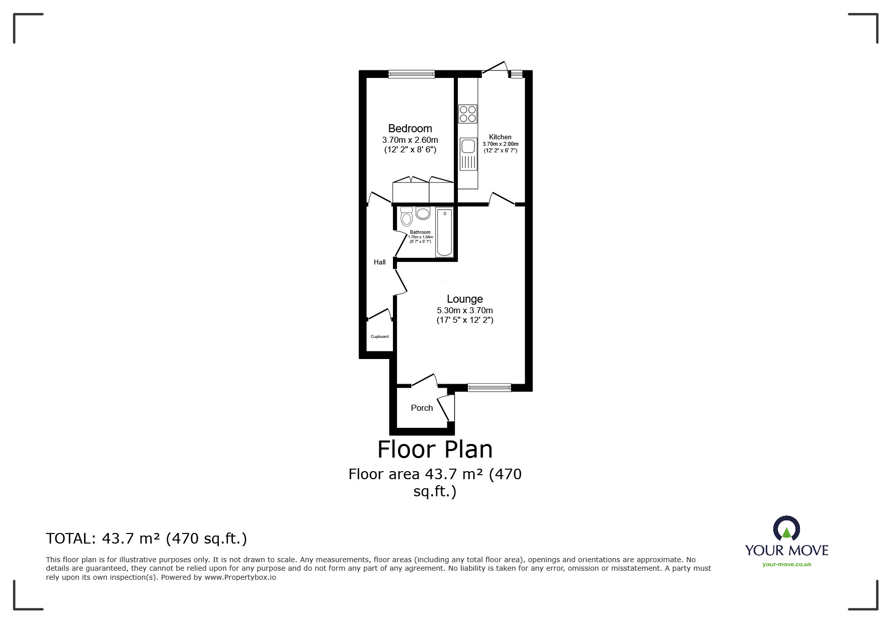 Floorplan of 1 bedroom  Flat for sale, Shepperton Close, Lords Wood, Chatham, ME5