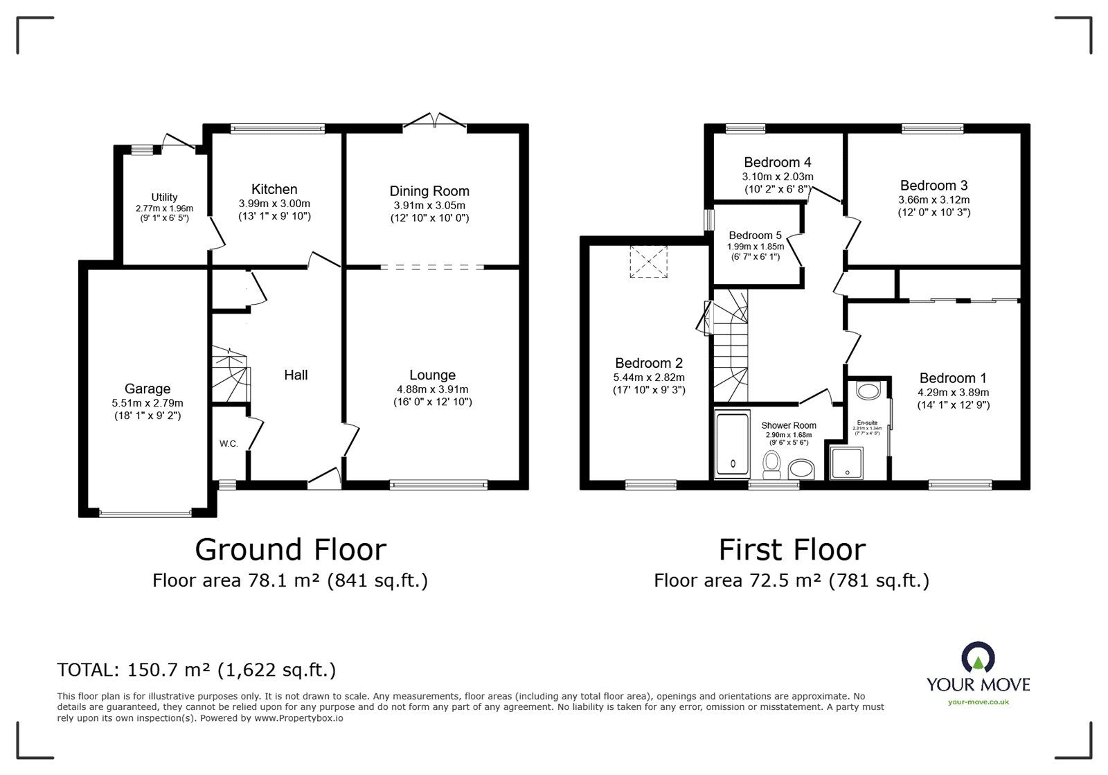 Floorplan of 5 bedroom Detached House for sale, Podkin Wood, Walderslade, Kent, ME5