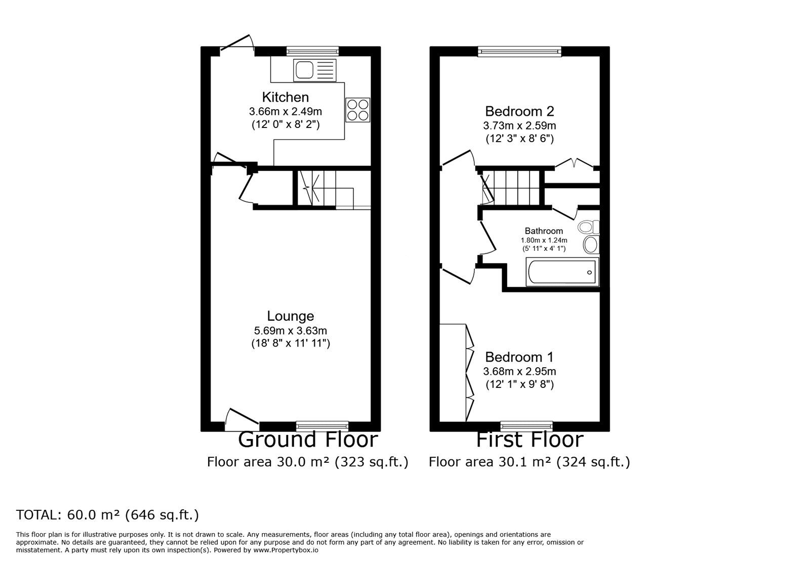 Floorplan of 2 bedroom Mid Terrace House for sale, Silver Tree Close, Walderslade, Chatham, ME5